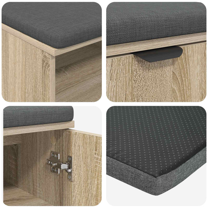 Bancă pentru hol cu pernă cu ușă Stejar Sonoma 100 x 38 x 46 cm WALTI