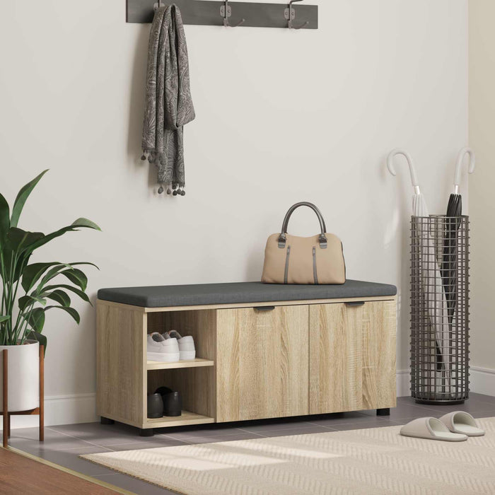 Bancă pentru hol cu pernă cu ușă Stejar Sonoma 100 x 38 x 46 cm WALTI