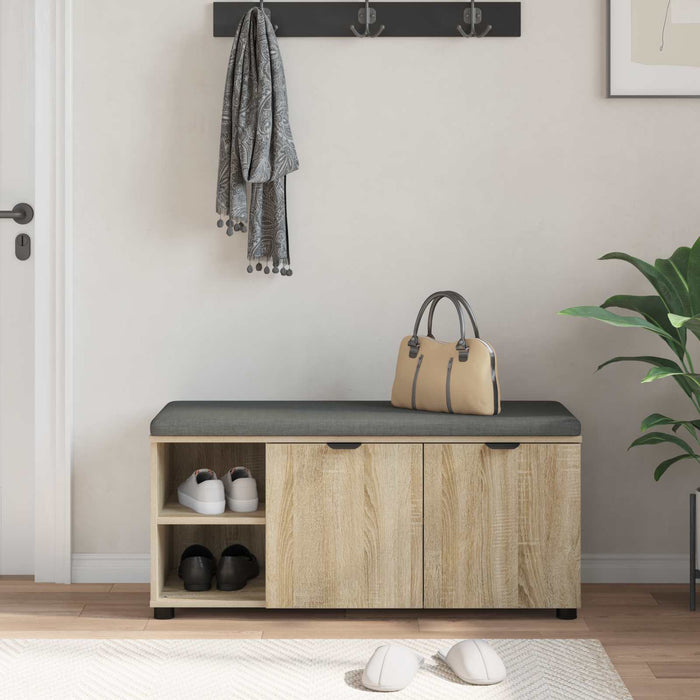 Bancă pentru hol cu pernă cu ușă Stejar Sonoma 100 x 38 x 46 cm WALTI