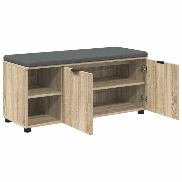 Bancă pentru hol cu pernă cu ușă Stejar Sonoma 100 x 38 x 46 cm WALTI