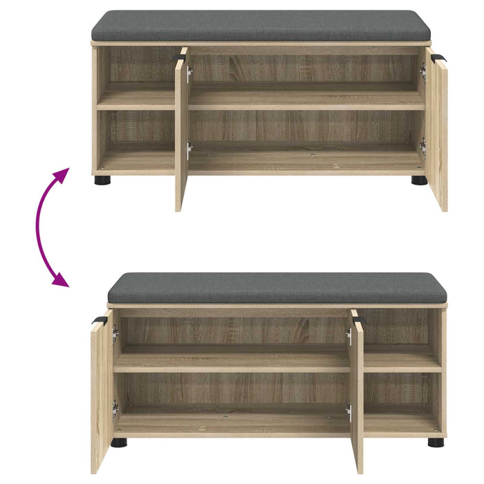 Bancă pentru hol cu pernă cu ușă Stejar Sonoma 100 x 38 x 46 cm WALTI
