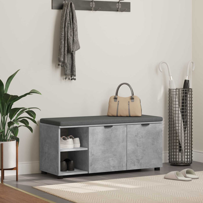 Bancă pentru hol cu pernă cu raft Gri Beton 100 x 38 x 46 cm - WALTI WALTI