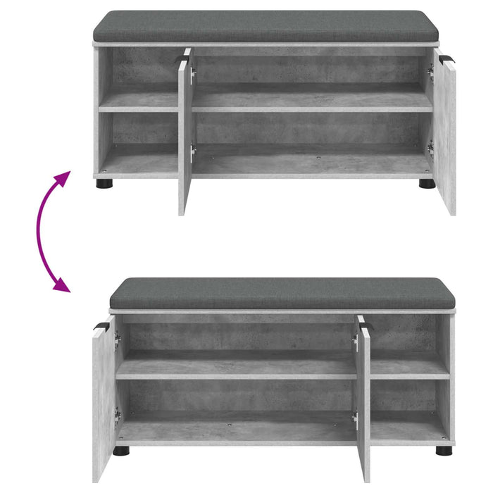 Bancă pentru hol cu pernă cu raft Gri Beton 100 x 38 x 46 cm - WALTI WALTI
