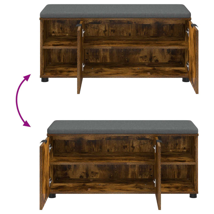 Bancă pentru hol cu pernă cu ușă Stejar Afumat 100 x 38 x 46 cm - WALTI WALTI