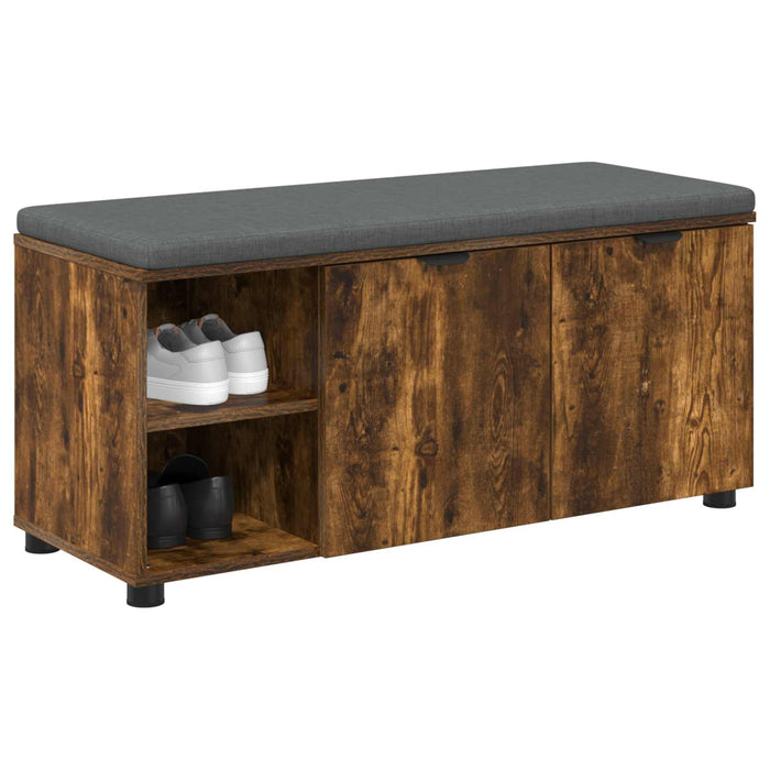 Bancă pentru hol cu pernă cu ușă Stejar Afumat 100 x 38 x 46 cm - WALTI WALTI