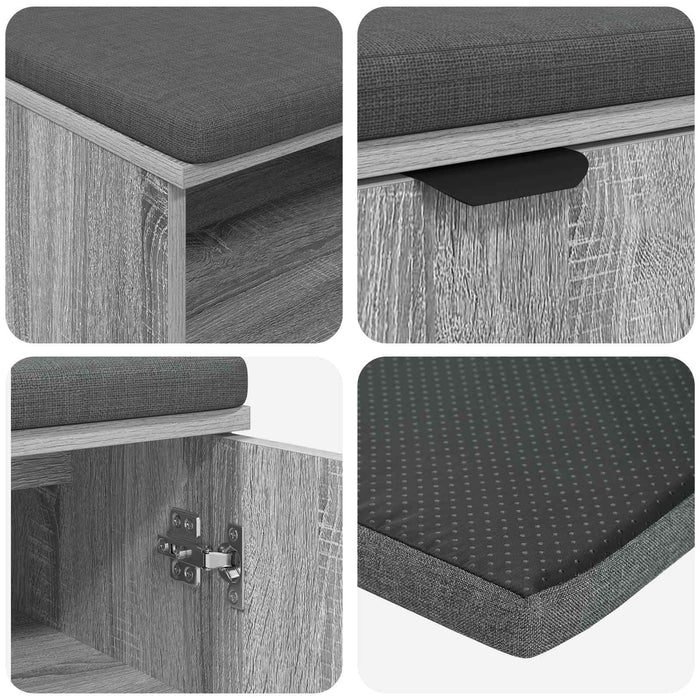 Bancă pentru hol cu pernă cu raft Sonoma gri 100 x 38 x 46 cm - WALTI WALTI