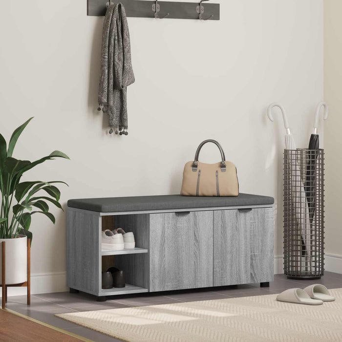 Bancă pentru hol cu pernă cu raft Sonoma gri 100 x 38 x 46 cm - WALTI WALTI