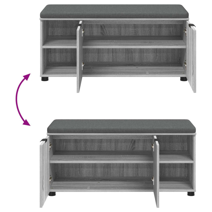 Bancă pentru hol cu pernă cu raft Sonoma gri 100 x 38 x 46 cm - WALTI WALTI
