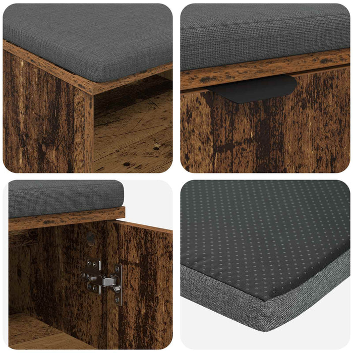 Bancă pentru hol cu pernă cu raft Lemn vechi 100 x 38 x 46 cm - WALTI WALTI