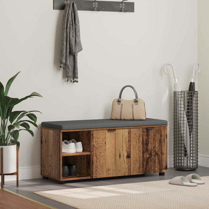 Bancă pentru hol cu pernă cu raft Lemn vechi 100 x 38 x 46 cm - WALTI WALTI