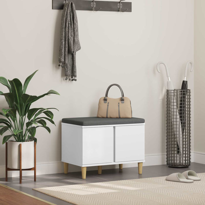 Bancă pentru hol cu pernă cu depozitare Alb 60 x 38 x 46 cm - WALTI WALTI