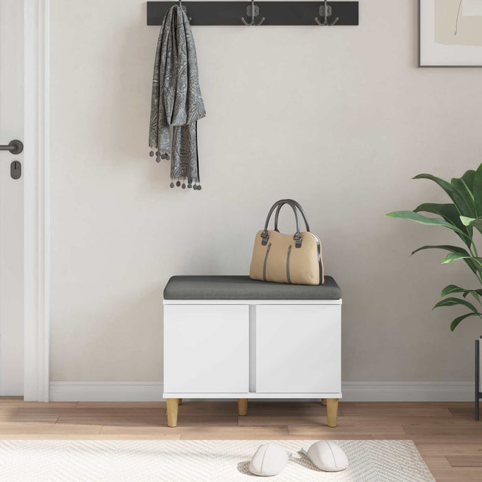 Bancă pentru hol cu pernă cu depozitare Alb 60 x 38 x 46 cm - WALTI WALTI