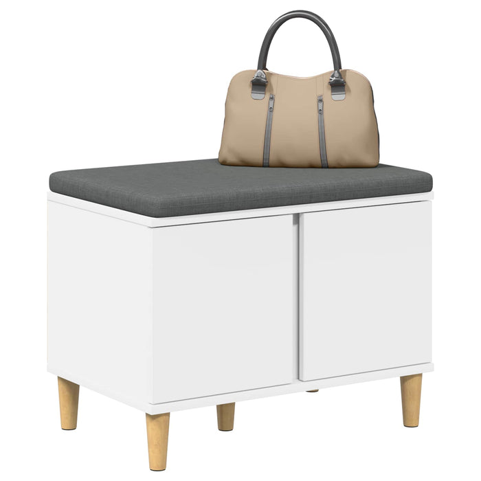Bancă pentru hol cu pernă cu depozitare Alb 60 x 38 x 46 cm - WALTI WALTI