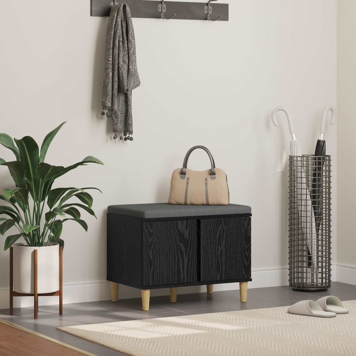 Bancă pentru hol cu pernă cu ușă Stejar Negru 60 x 38 x 46 cm - WALTI WALTI