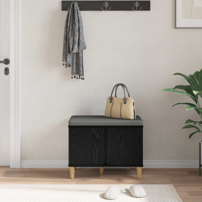 Bancă pentru hol cu pernă cu ușă Stejar Negru 60 x 38 x 46 cm - WALTI WALTI