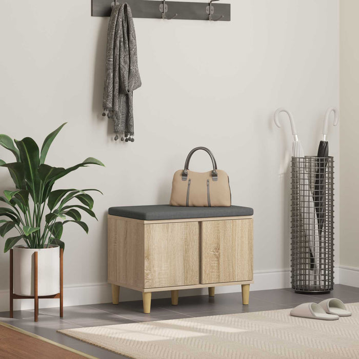 Bancă pentru hol cu pernă cu ușă Stejar Sonoma 60 x 38 x 46 cm - WALTI WALTI