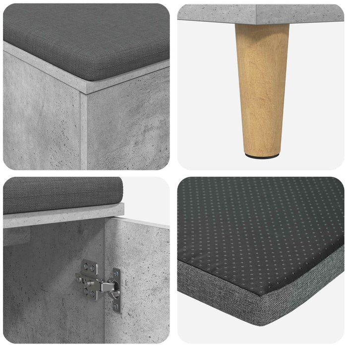 Bancă pentru hol cu pernă cu ușă Gri Beton 60 x 38 x 46 cm - WALTI WALTI
