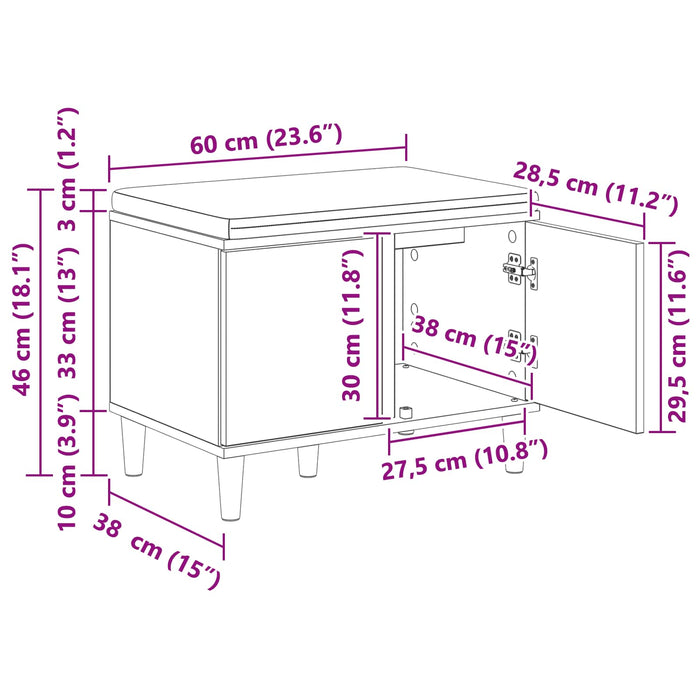 Bancă pentru hol cu pernă cu ușă Gri Beton 60 x 38 x 46 cm - WALTI WALTI