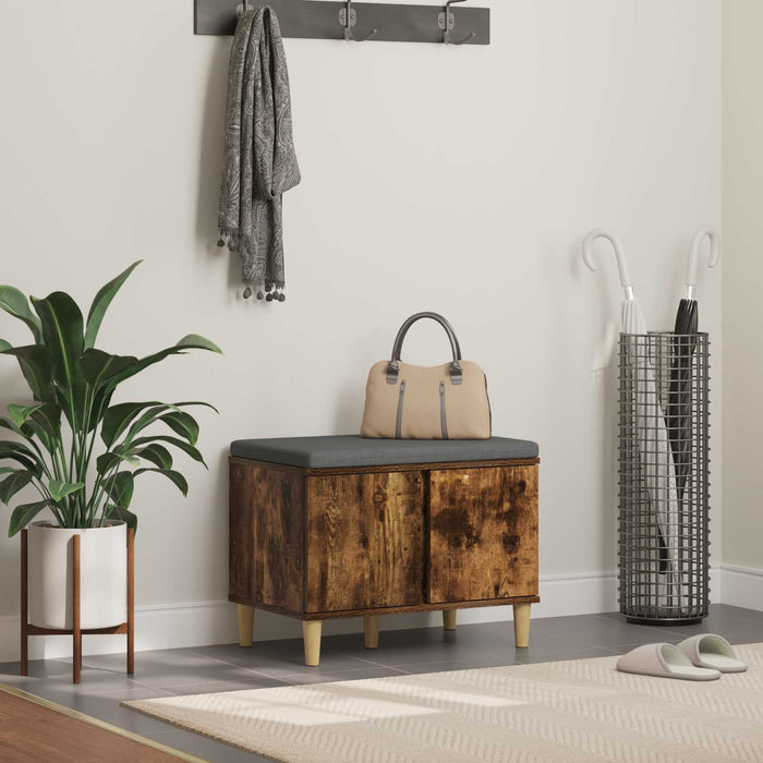 Bancă pentru hol cu pernă cu ușă Stejar Afumat 60 x 38 x 46 cm - WALTI WALTI
