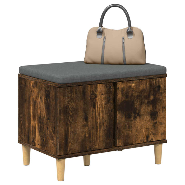 Bancă pentru hol cu pernă cu ușă Stejar Afumat 60 x 38 x 46 cm - WALTI WALTI