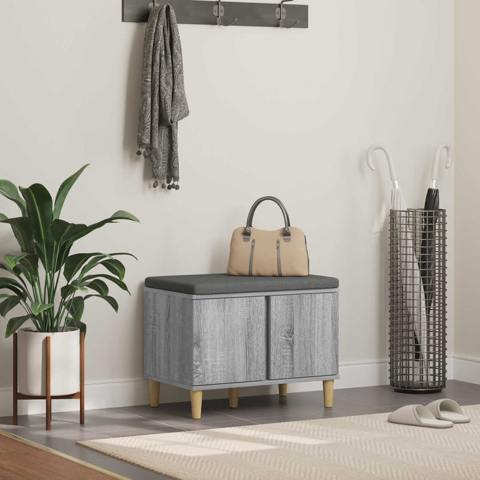 Bancă pentru hol cu pernă cu ușă Sonoma gri 60 x 38 x 46 cm - WALTI WALTI