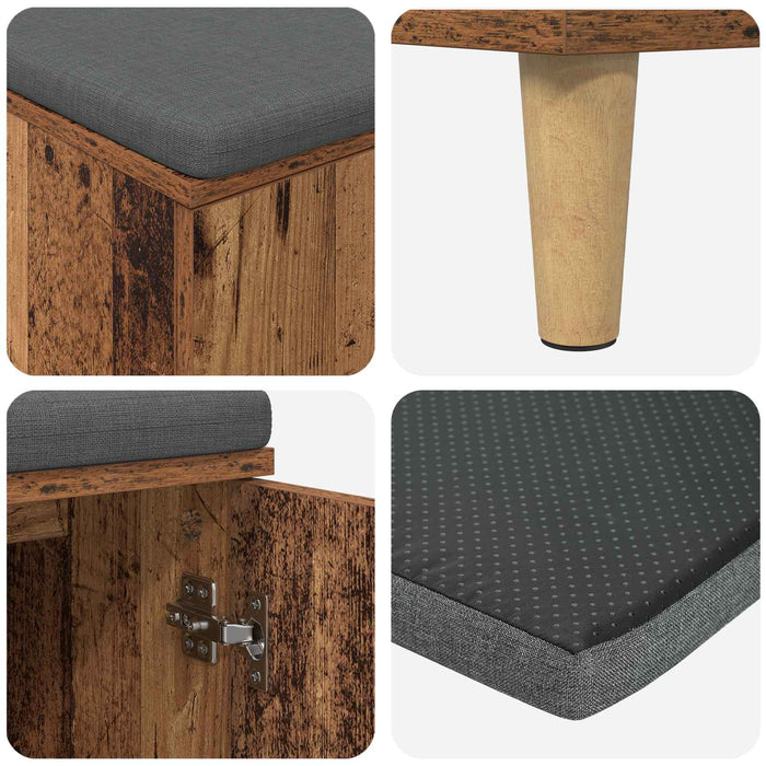 Bancă pentru hol cu pernă cu ușă Lemn vechi 60 x 38 x 46 cm - WALTI WALTI