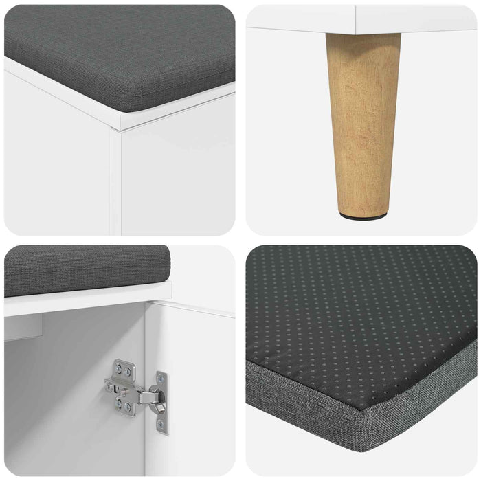 Bancă pentru hol cu pernă cu depozitare Alb 80 x 38 x 46 cm - WALTI WALTI