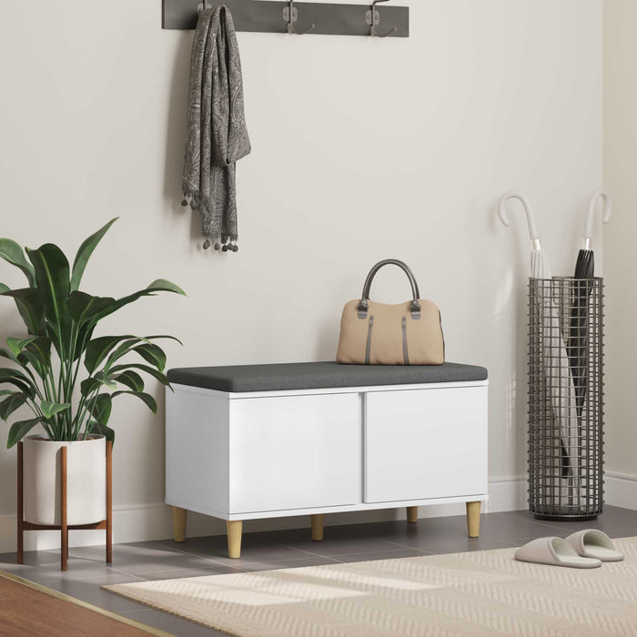 Bancă pentru hol cu pernă cu depozitare Alb 80 x 38 x 46 cm - WALTI WALTI