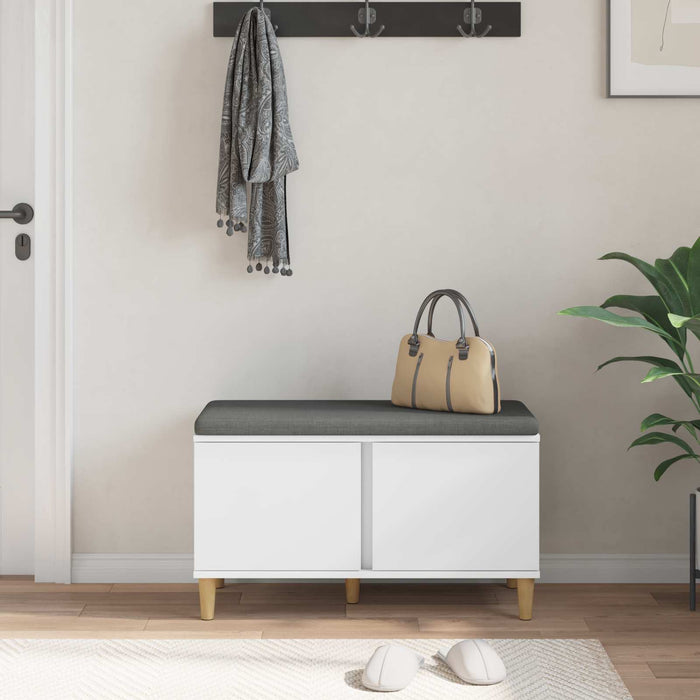 Bancă pentru hol cu pernă cu depozitare Alb 80 x 38 x 46 cm - WALTI WALTI
