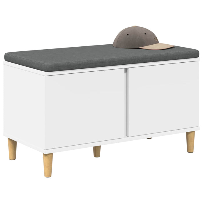 Bancă pentru hol cu pernă cu depozitare Alb 80 x 38 x 46 cm - WALTI WALTI