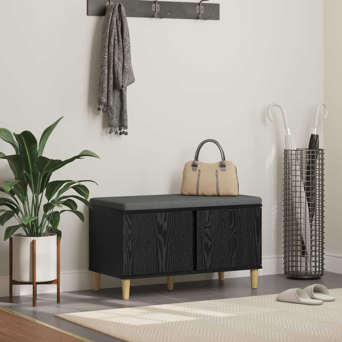 Bancă pentru hol cu pernă cu ușă Stejar Negru 80 x 38 x 46 cm - WALTI WALTI