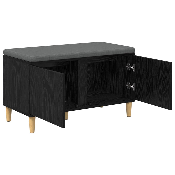 Bancă pentru hol cu pernă cu ușă Stejar Negru 80 x 38 x 46 cm - WALTI WALTI