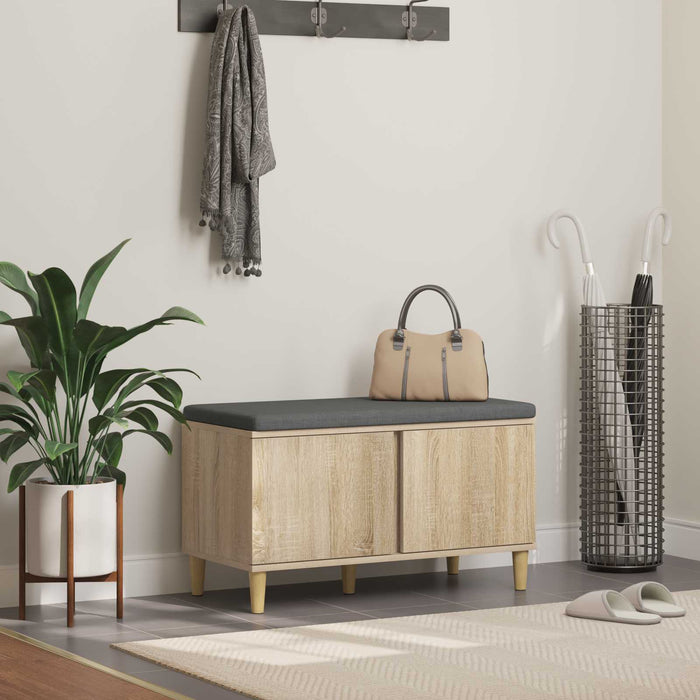 Bancă pentru hol cu pernă cu ușă Stejar Sonoma 80 x 38 x 46 cm - WALTI WALTI