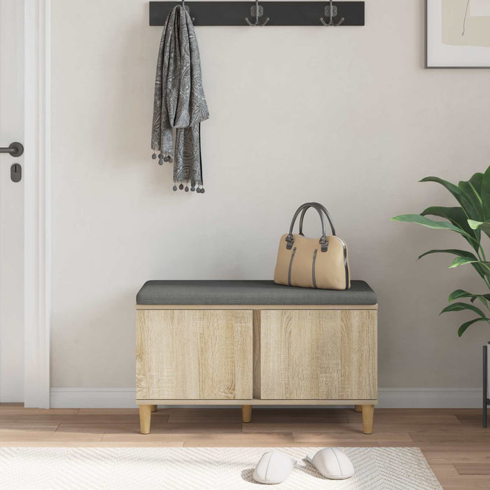 Bancă pentru hol cu pernă cu ușă Stejar Sonoma 80 x 38 x 46 cm - WALTI WALTI