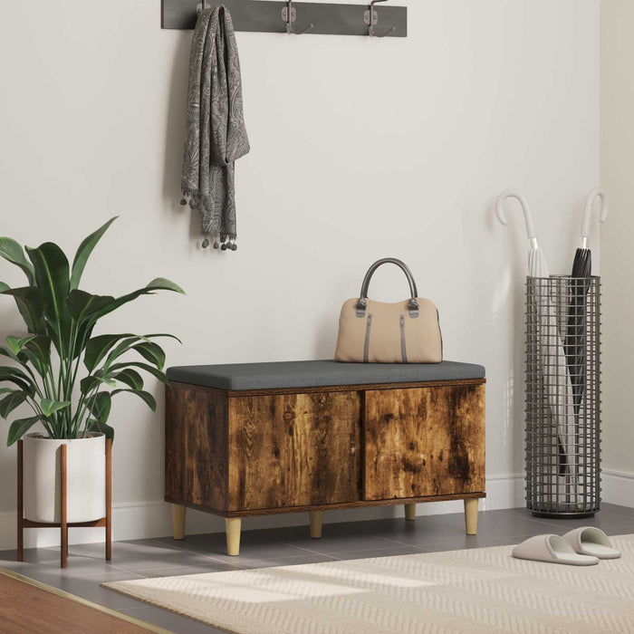 Bancă pentru hol cu pernă cu ușă Stejar Afumat 80 x 38 x 46 cm - WALTI WALTI