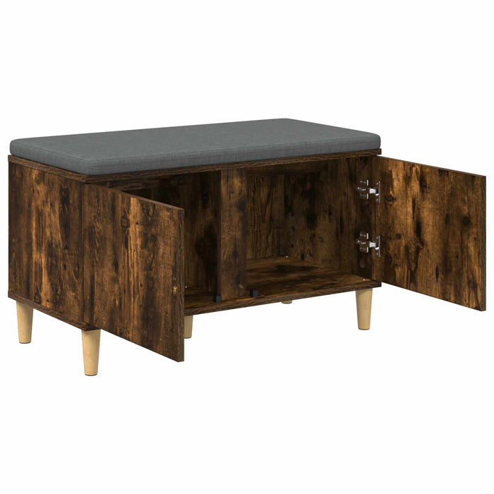 Bancă pentru hol cu pernă cu ușă Stejar Afumat 80 x 38 x 46 cm - WALTI WALTI