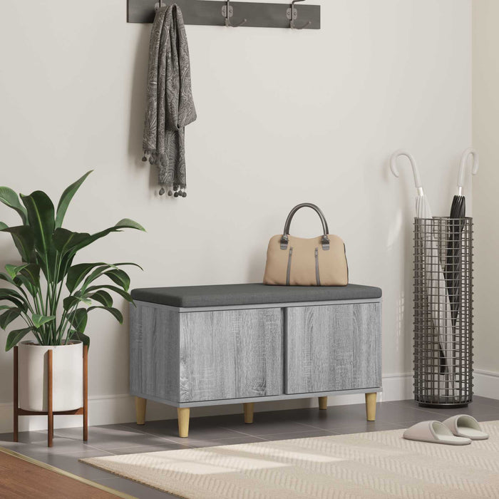 Bancă pentru hol cu pernă cu ușă Sonoma gri 80 x 38 x 46 cm - WALTI WALTI