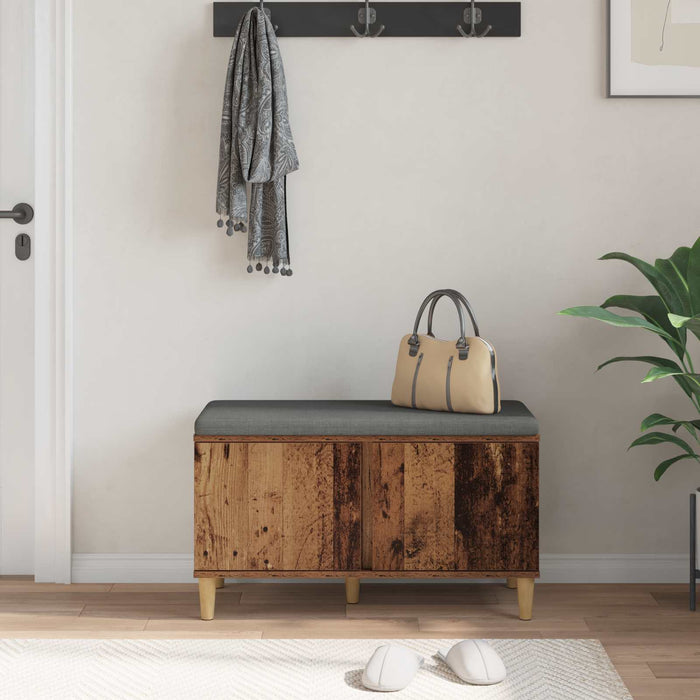 Bancă pentru hol cu pernă cu ușă Lemn vechi 80 x 38 x 46 cm - WALTI WALTI