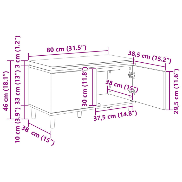 Bancă pentru hol cu pernă Stejar Artizanal 80 x 38 x 46 cm - WALTI WALTI