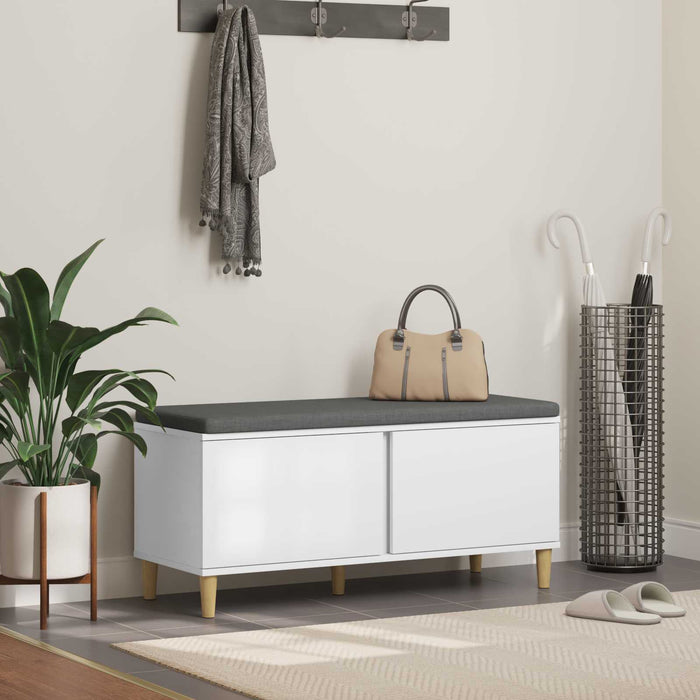 Bancă pentru hol cu pernă cu depozitare Alb 100 x 38 x 46 cm - WALTI WALTI