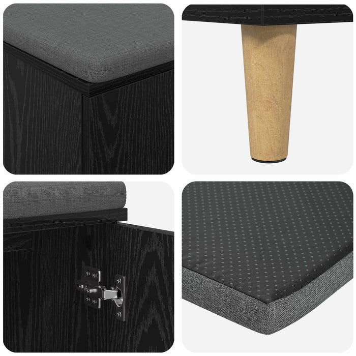 Bancă pentru hol cu pernă cu ușă Stejar Negru 100 x 38 x 46 cm - WALTI WALTI