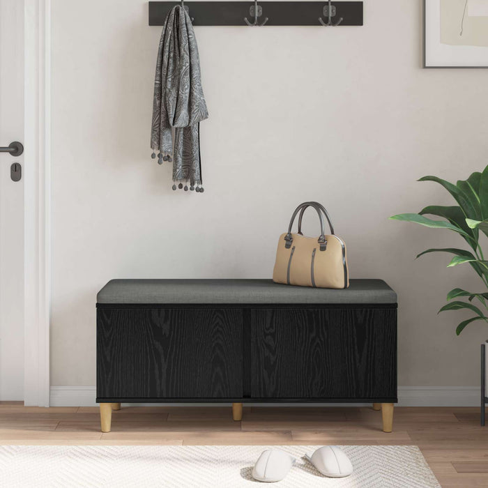 Bancă pentru hol cu pernă cu ușă Stejar Negru 100 x 38 x 46 cm - WALTI WALTI