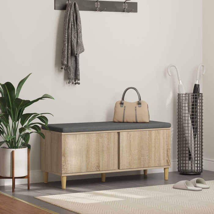 Bancă pentru hol cu pernă cu ușă Stejar Sonoma 100 x 38 x 46 cm - WALTI WALTI