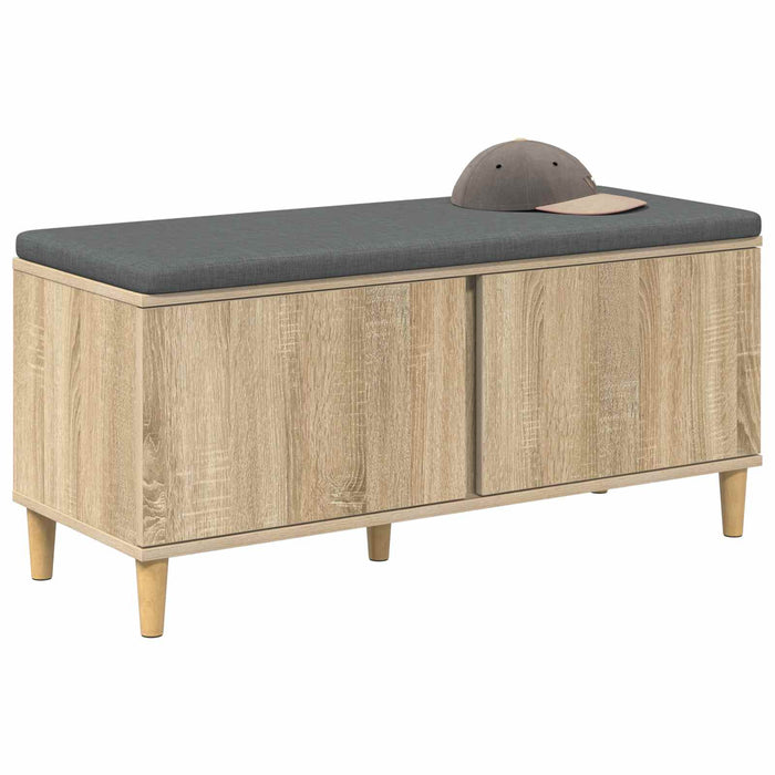 Bancă pentru hol cu pernă cu ușă Stejar Sonoma 100 x 38 x 46 cm - WALTI WALTI