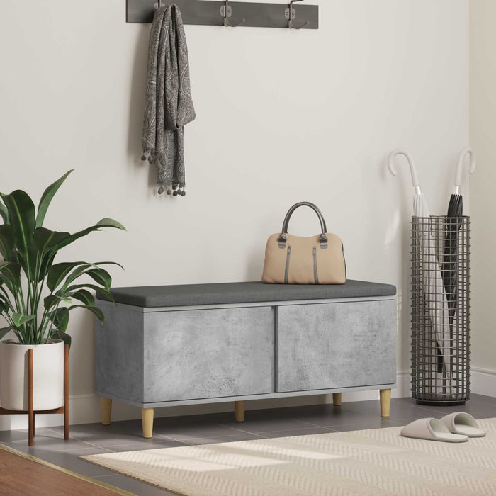 Bancă pentru hol cu pernă cu ușă Gri Beton 100 x 38 x 46 cm - WALTI WALTI