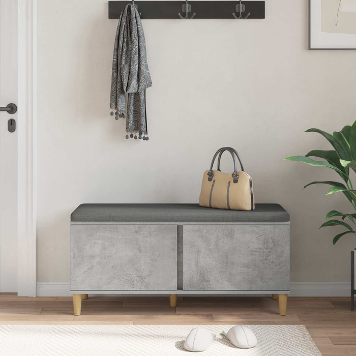 Bancă pentru hol cu pernă cu ușă Gri Beton 100 x 38 x 46 cm - WALTI WALTI