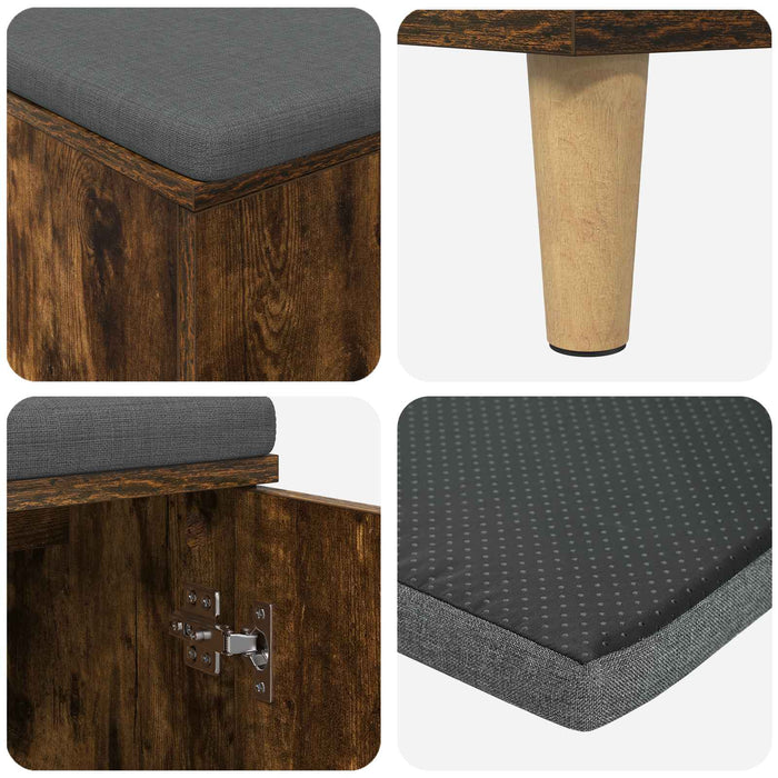 Bancă pentru hol cu pernă cu ușă Stejar Afumat 100 x 38 x 46 cm - WALTI WALTI
