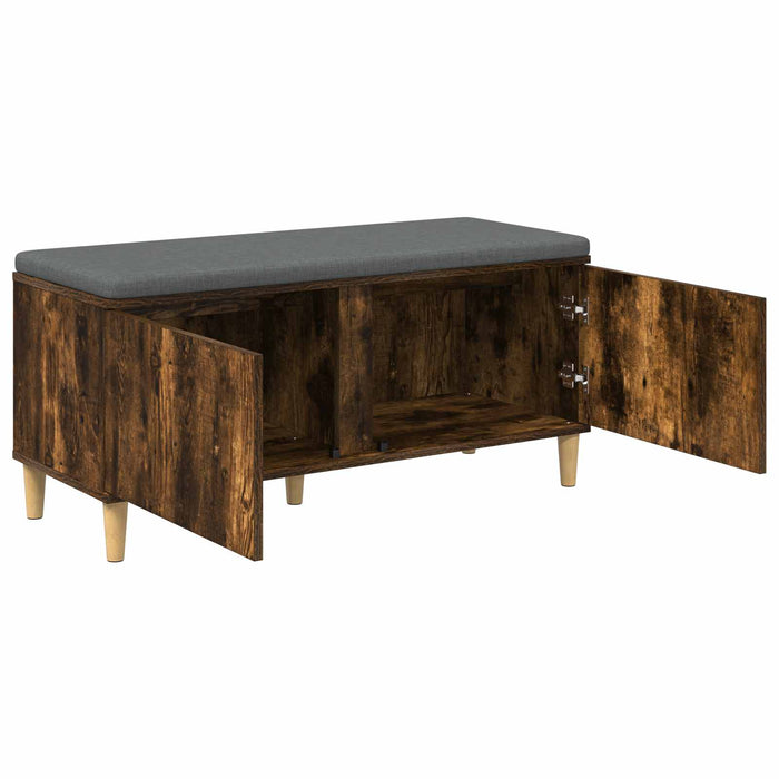 Bancă pentru hol cu pernă cu ușă Stejar Afumat 100 x 38 x 46 cm - WALTI WALTI