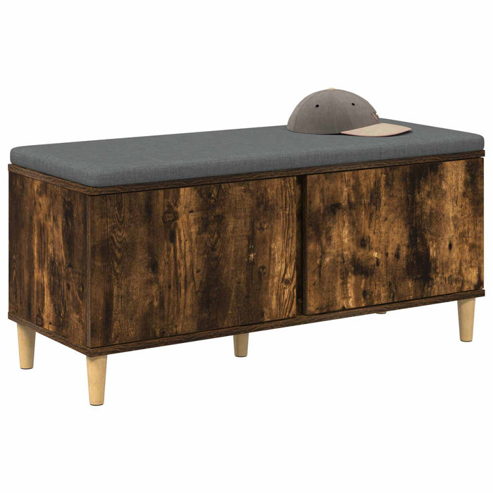 Bancă pentru hol cu pernă cu ușă Stejar Afumat 100 x 38 x 46 cm - WALTI WALTI