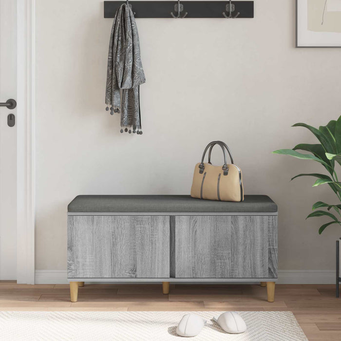 Bancă pentru hol cu pernă cu ușă Sonoma gri 100 x 38 x 46 cm - WALTI WALTI